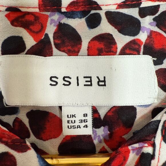 Reiss Anush Red Black White Abstract Print Dress Vintage Look Women’s | Size 4 - Picture 10 of 14